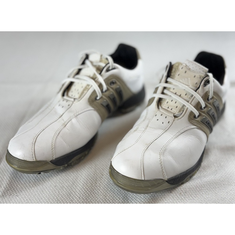 Adidas Tour 360 Golf Shoes‎ Mens 9 3D Fit Foam White Leather Spiked Performance